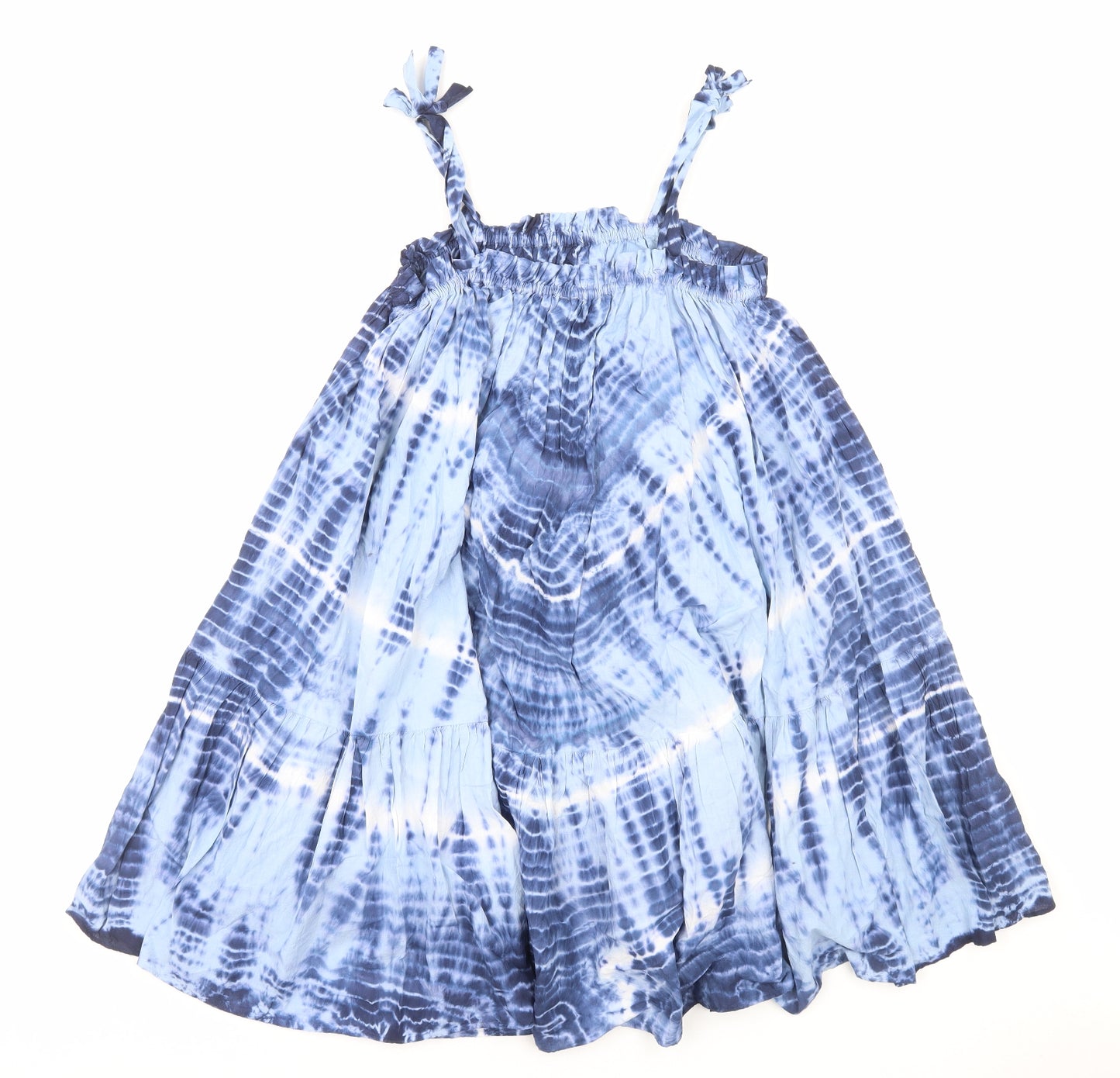 NEXT Girls Blue Geometric Cotton Trapeze & Swing Size 11 Years Square Neck Pullover