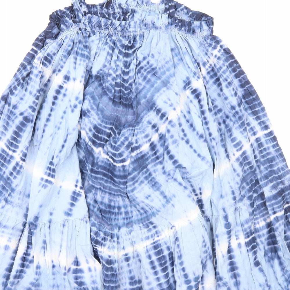 NEXT Girls Blue Geometric Cotton Trapeze & Swing Size 11 Years Square Neck Pullover