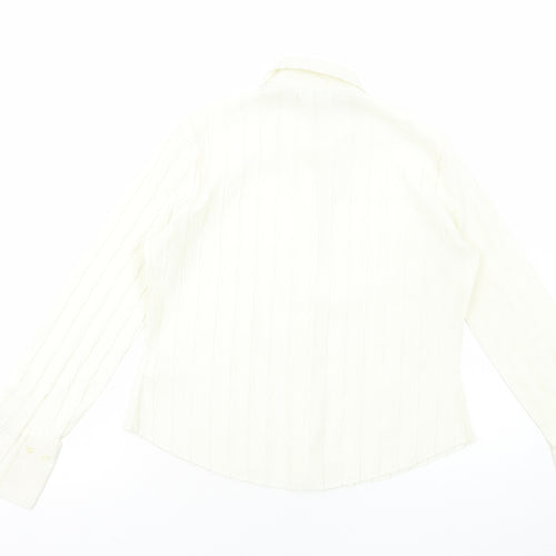 Marks and Spencer Womens White Polyester Basic Button-Up Size 12 V-Neck