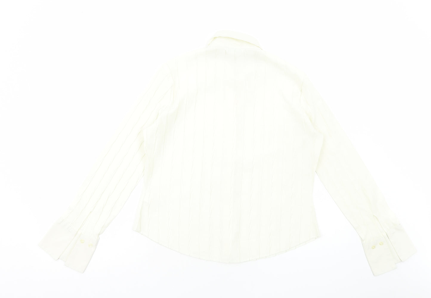 Marks and Spencer Womens White Polyester Basic Button-Up Size 12 V-Neck