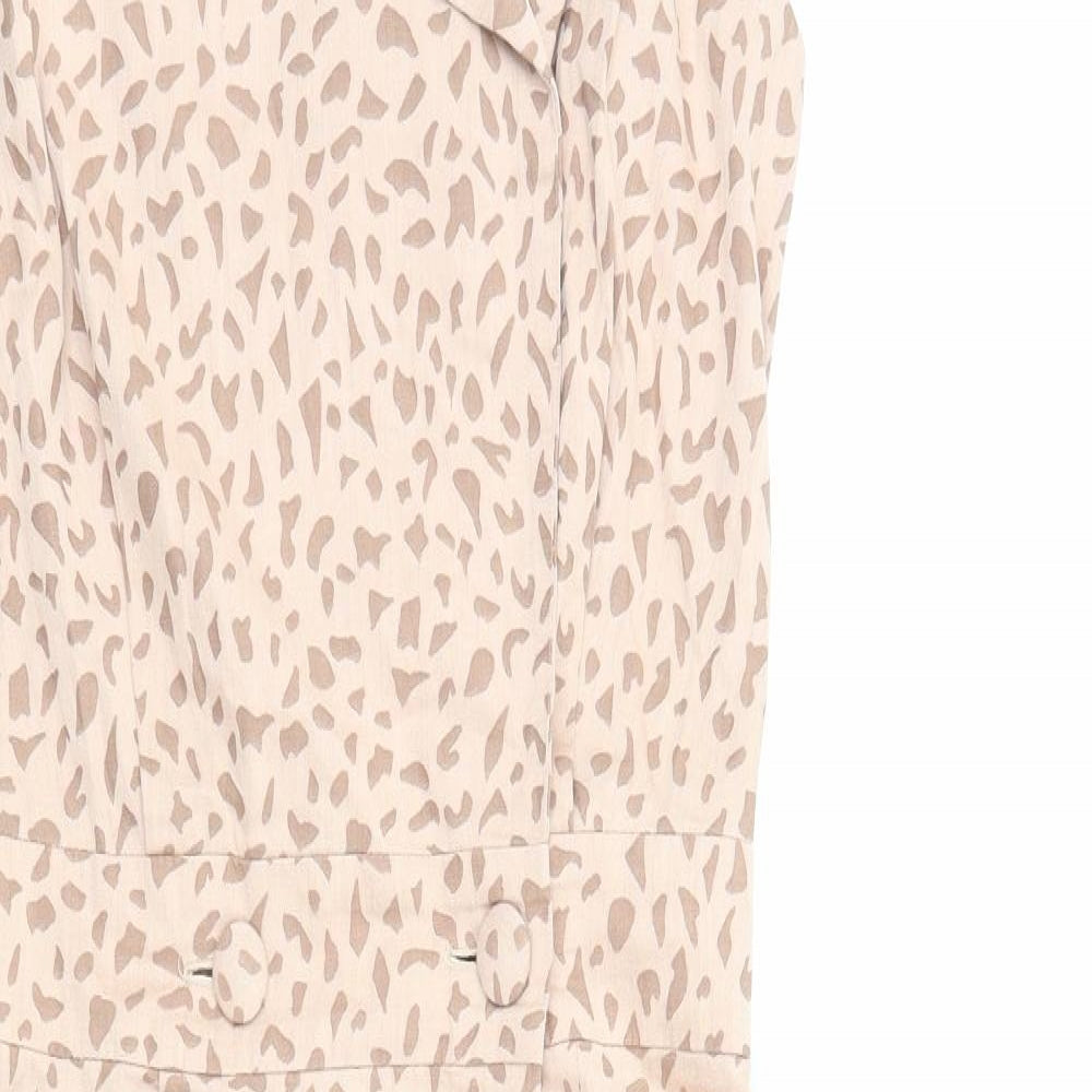 Preworn Womens Pink Geometric Cotton Shift Size M V-Neck Button