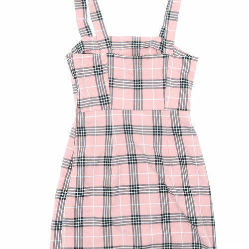 H&M Womens Pink Geometric Viscose Shift Size 6 Off the Shoulder Zip