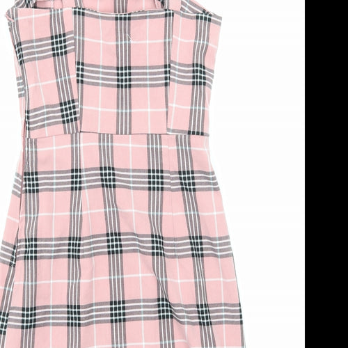 H&M Womens Pink Geometric Viscose Shift Size 6 Off the Shoulder Zip