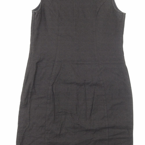 Per Una Womens Grey Geometric Cotton Shift Size 14 Round Neck Zip