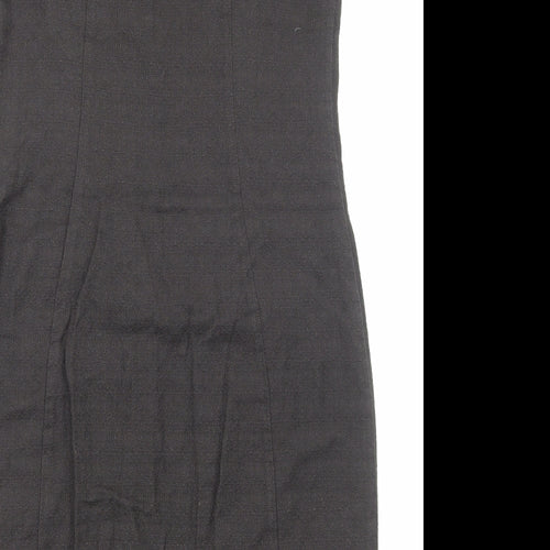 Per Una Womens Grey Geometric Cotton Shift Size 14 Round Neck Zip