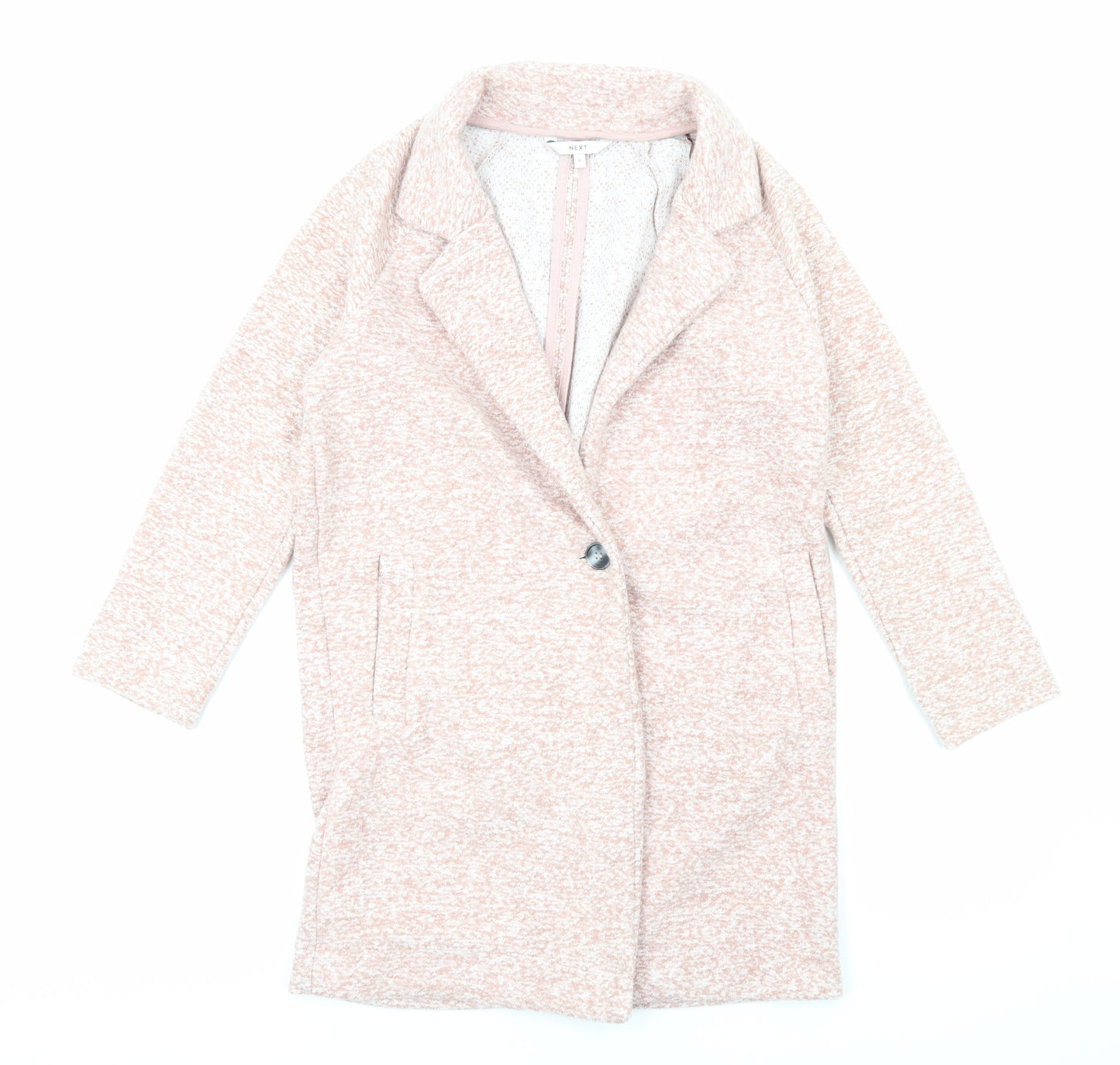 NEXT Womens Pink Overcoat Coat Size 8 Button