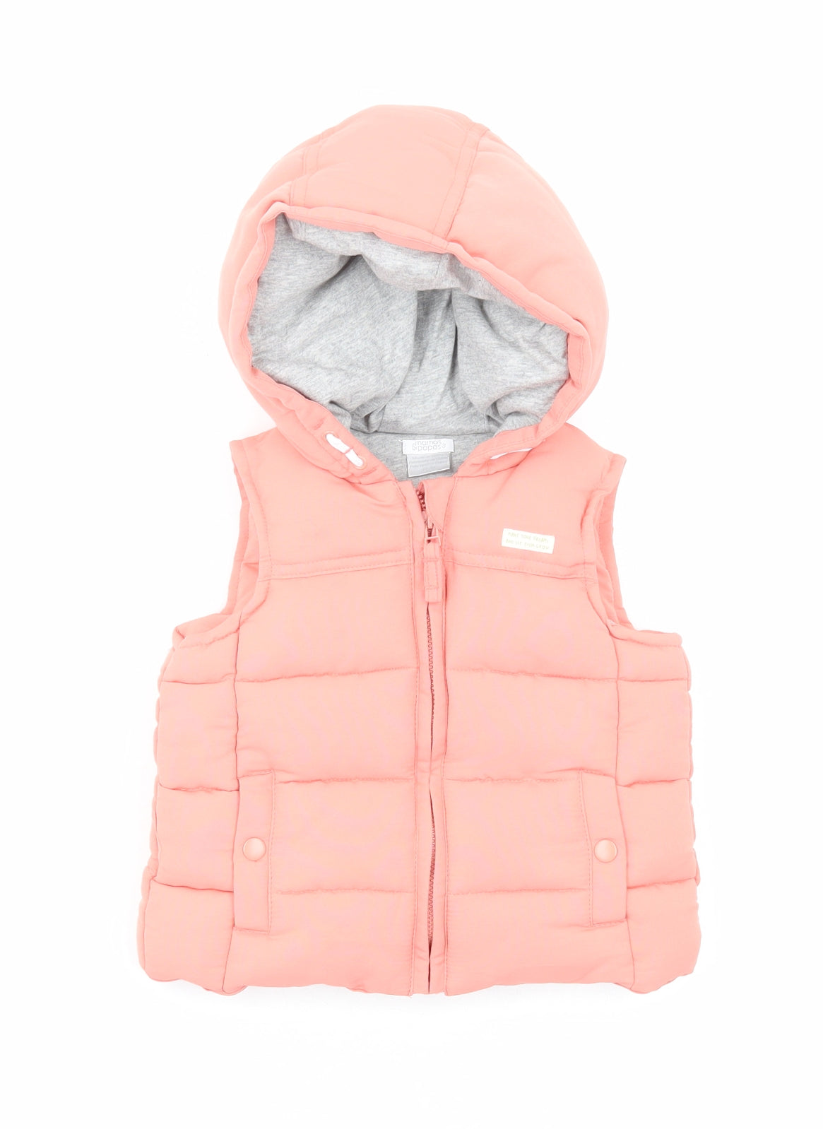 mamas & papas Girls Pink Gilet Waistcoat Size 12-18 Months Zip