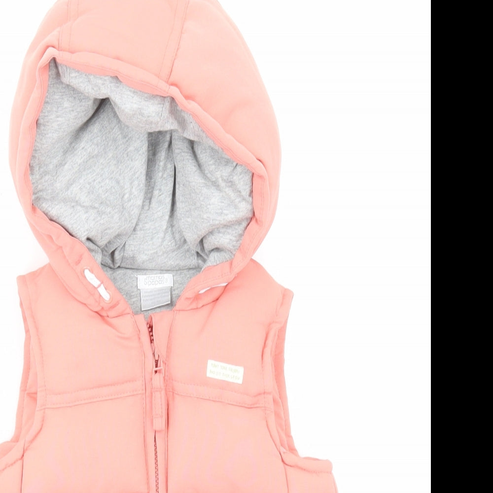 mamas & papas Girls Pink Gilet Waistcoat Size 12-18 Months Zip