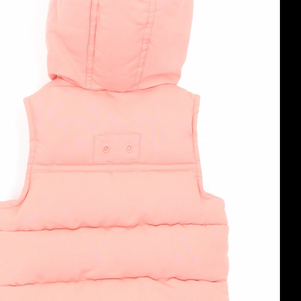 mamas & papas Girls Pink Gilet Waistcoat Size 12-18 Months Zip
