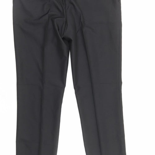 Marks and Spencer Mens Black Viscose Dress Pants Trousers Size L Regular Zip