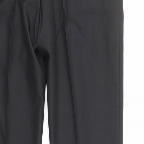 Marks and Spencer Mens Black Viscose Dress Pants Trousers Size L Regular Zip
