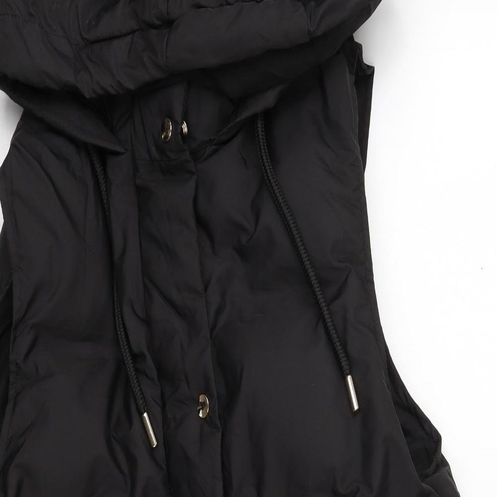 Zara Womens Black Quilted Coat Size M Zip