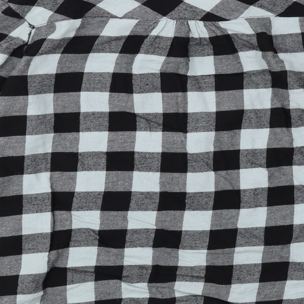 H&M Boys Blue Check Cotton Basic Button-Up Size 12-13 Years Collared Button