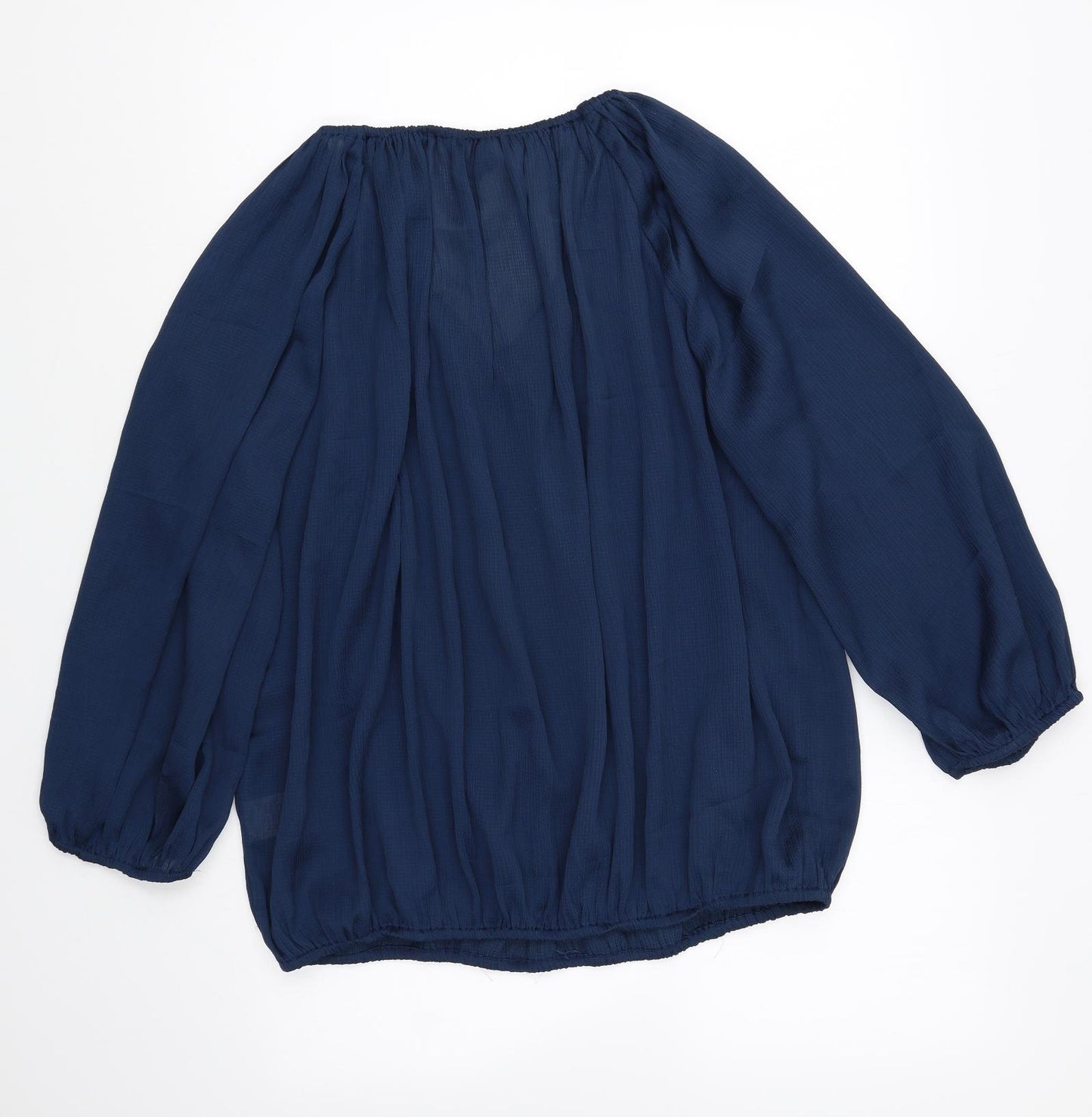 Peacocks Womens Blue Polyester Basic Blouse Size 16 V-Neck