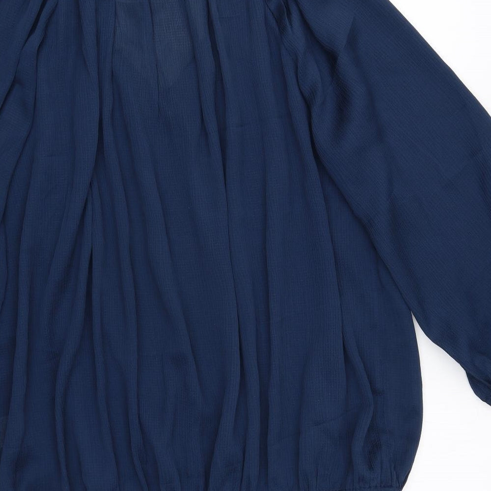 Peacocks Womens Blue Polyester Basic Blouse Size 16 V-Neck