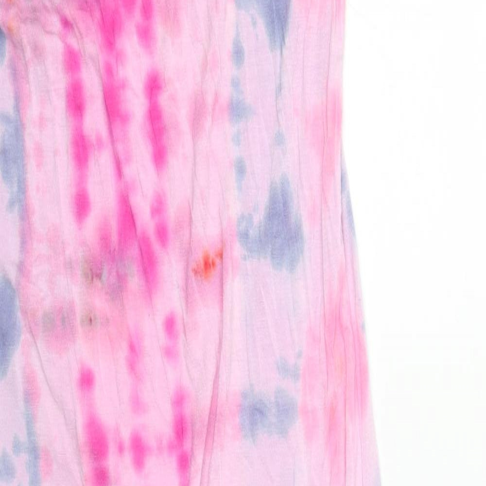 Buzy Collection Womens Pink Geometric Viscose T-Shirt Dress Size S Round Neck - Tie Dye