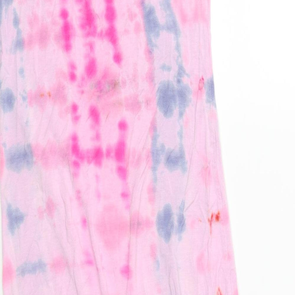 Buzy Collection Womens Pink Geometric Viscose T-Shirt Dress Size S Round Neck - Tie Dye