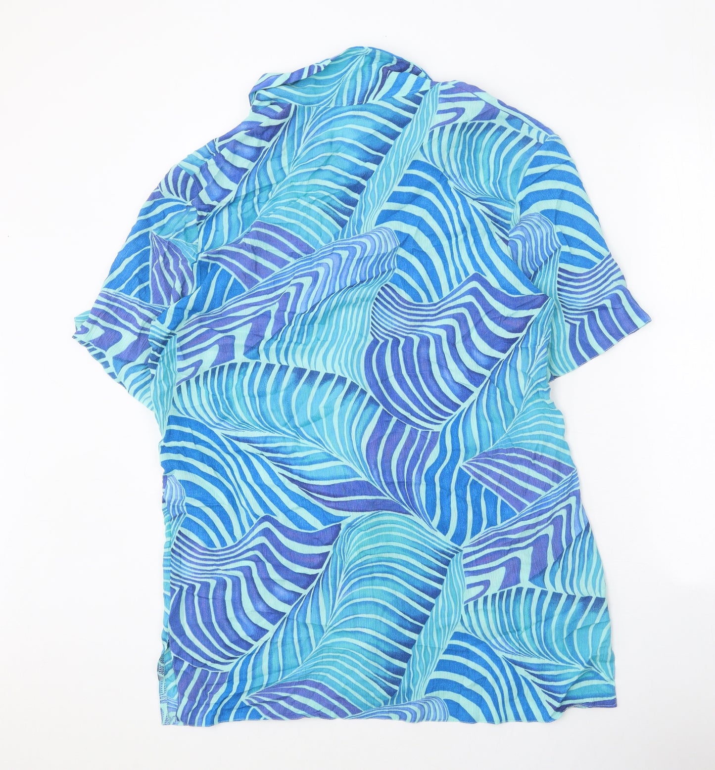 Chianti Womens Blue Geometric Viscose Basic Button-Up Size 14 V-Neck