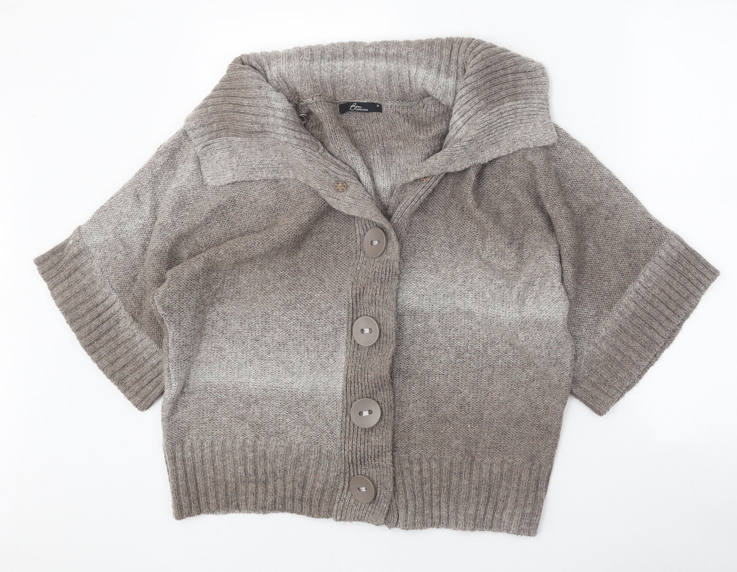 BM Womens Brown Collared Acrylic Cardigan Jumper Size M