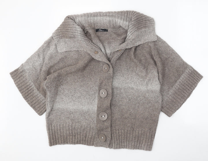 BM Womens Brown Collared Acrylic Cardigan Jumper Size M