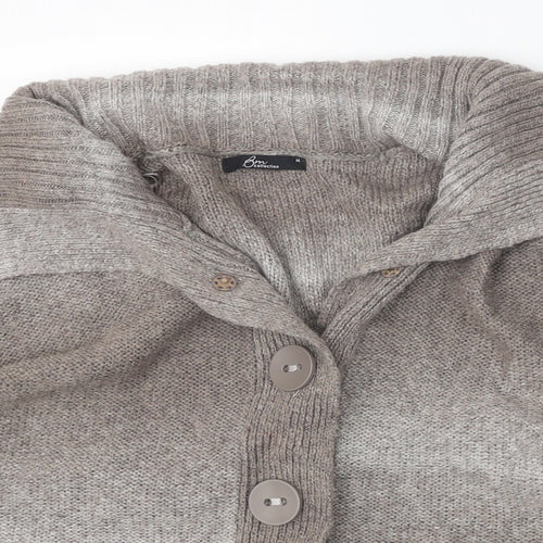 BM Womens Brown Collared Acrylic Cardigan Jumper Size M