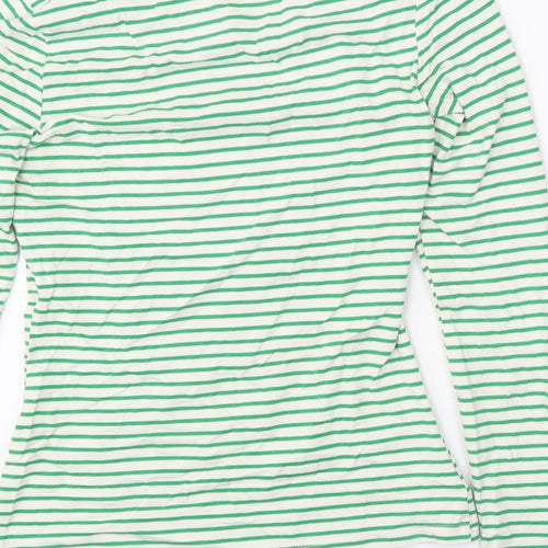 Warehouse Womens Green Striped Cotton Basic T-Shirt Size XS V-Neck