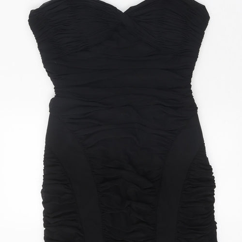 Sousourada Womens Black Polyester Shift Size L Off the Shoulder Zip