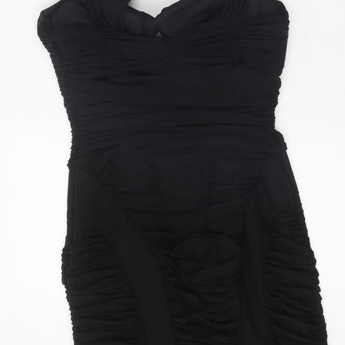 Sousourada Womens Black Polyester Shift Size L Off the Shoulder Zip