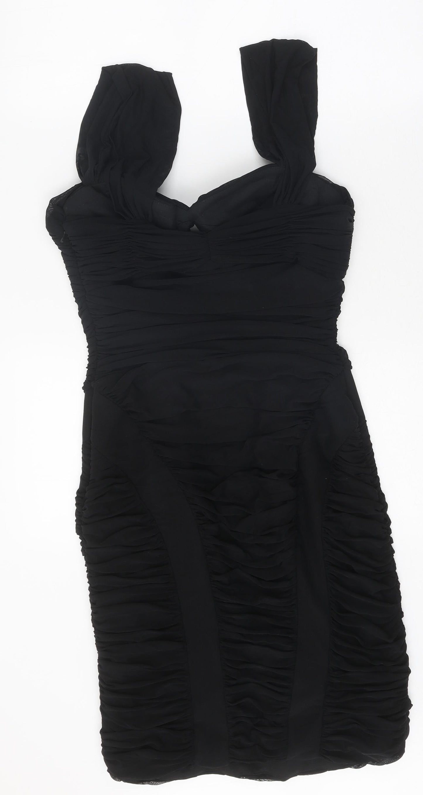 Sousourada Womens Black Polyester Shift Size L Off the Shoulder Zip