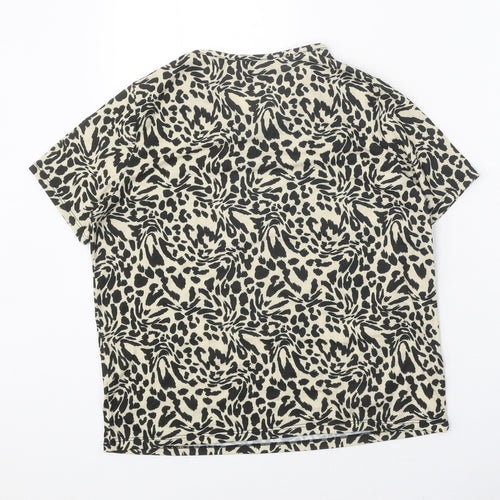 ASOS Womens Black Geometric Polyester Basic T-Shirt Size 10 Round Neck
