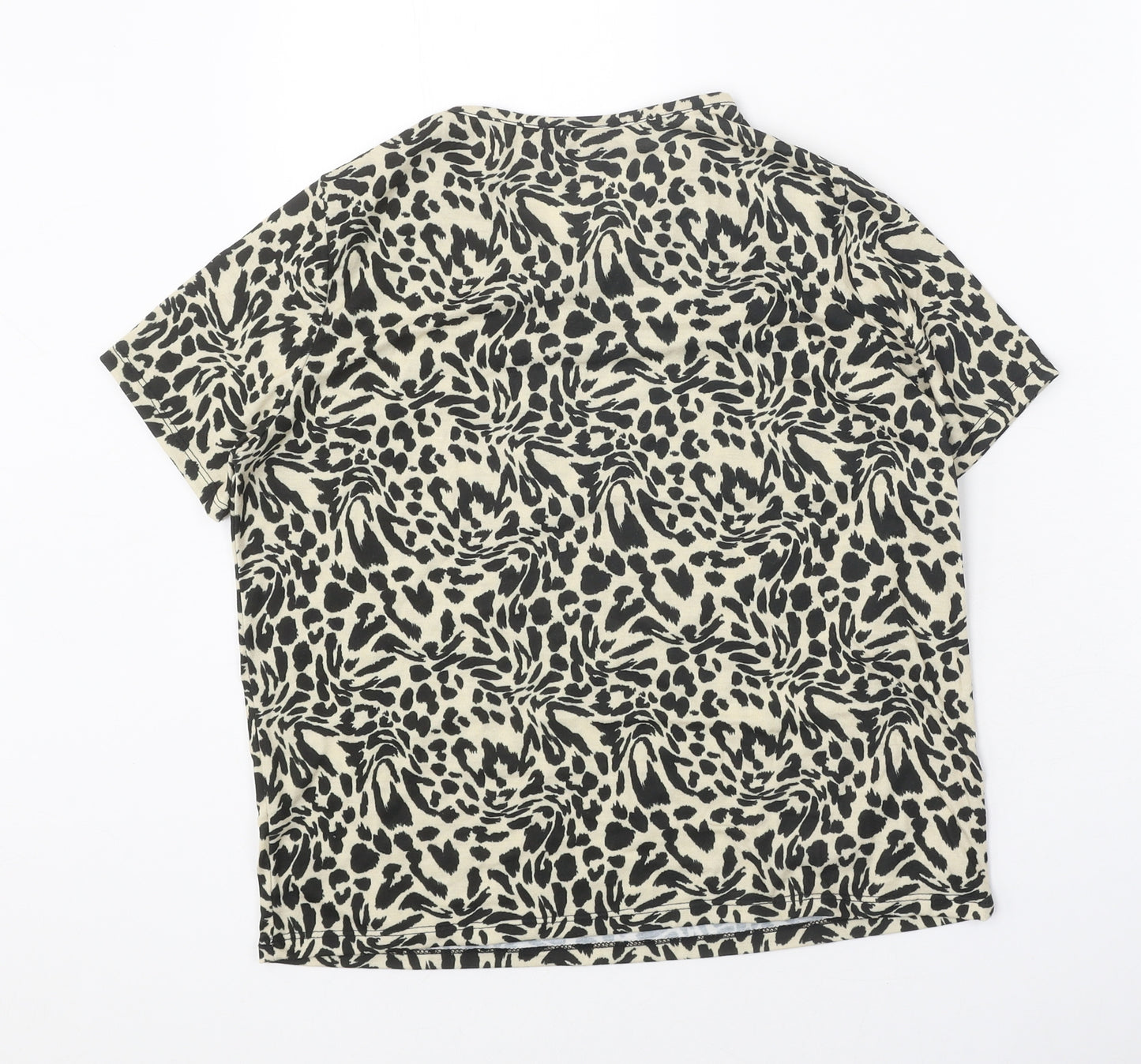 ASOS Womens Black Geometric Polyester Basic T-Shirt Size 10 Round Neck