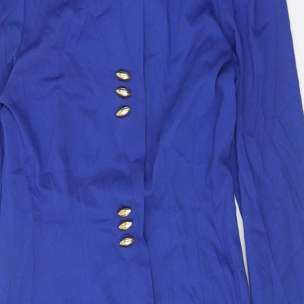 Leslie Fay Womens Blue Polyester Sheath Size 10 Round Neck Button