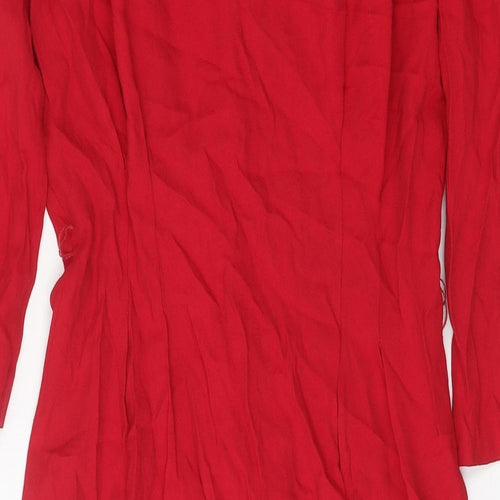 S.L. Petites Womens Red Polyester Sheath Size 8 Round Neck Button