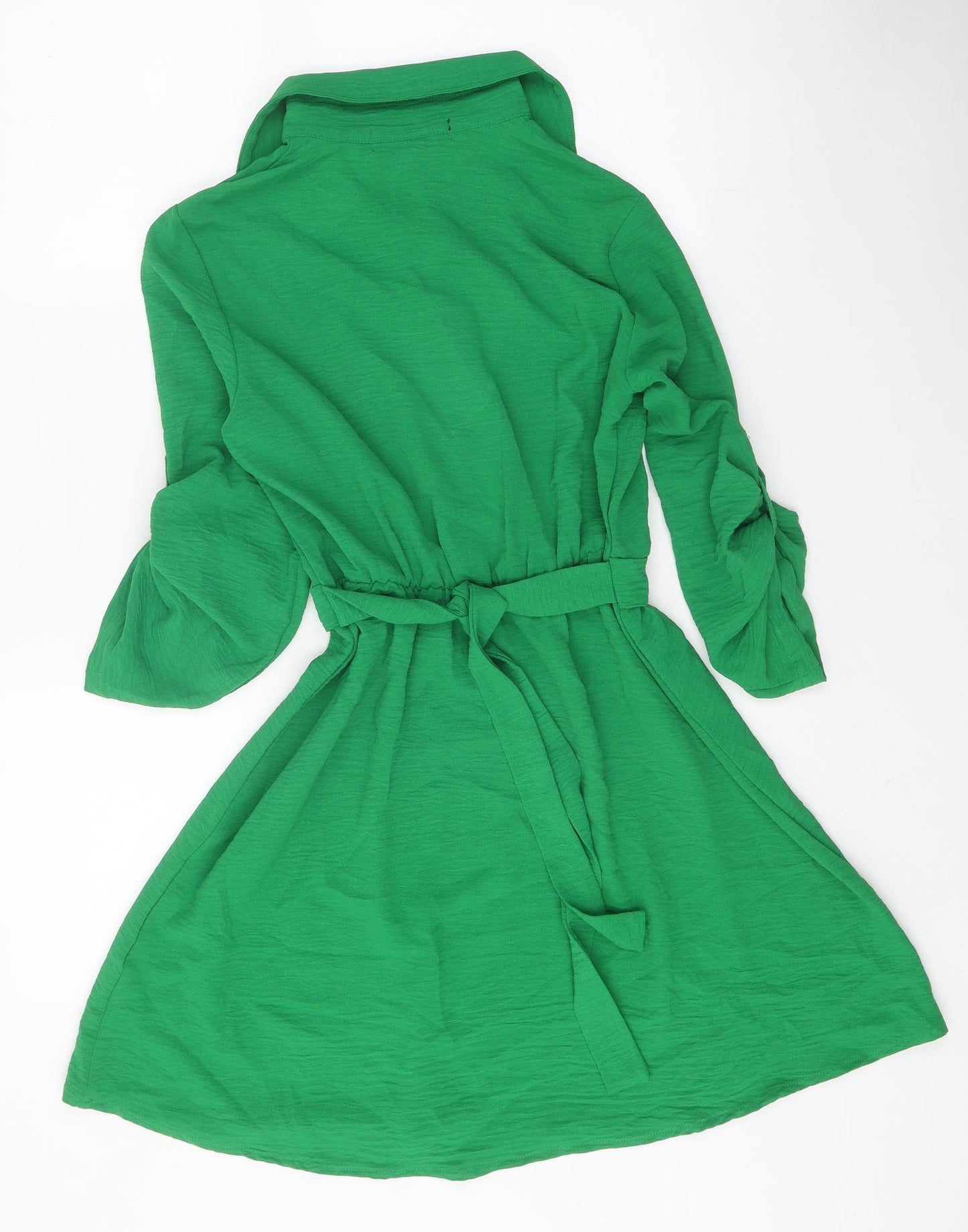 Mela London Womens Green Polyester Shift Size 8 Collared Button