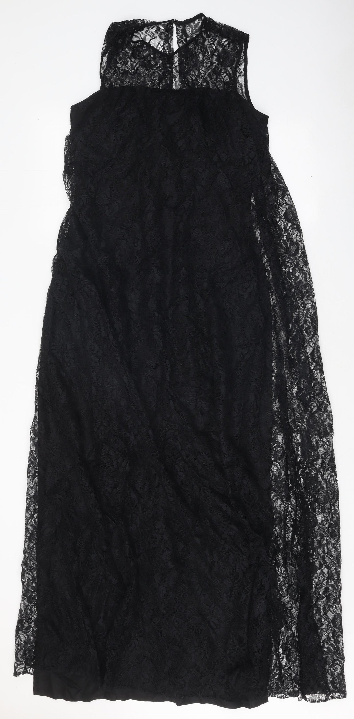 Young Mayfair Womens Black Polyester Maxi Size 8 Round Neck Zip