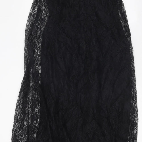 Young Mayfair Womens Black Polyester Maxi Size 8 Round Neck Zip