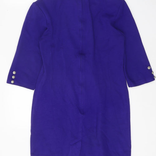 Positive Attitude Womens Blue Acrylic Shift One Size Round Neck Zip