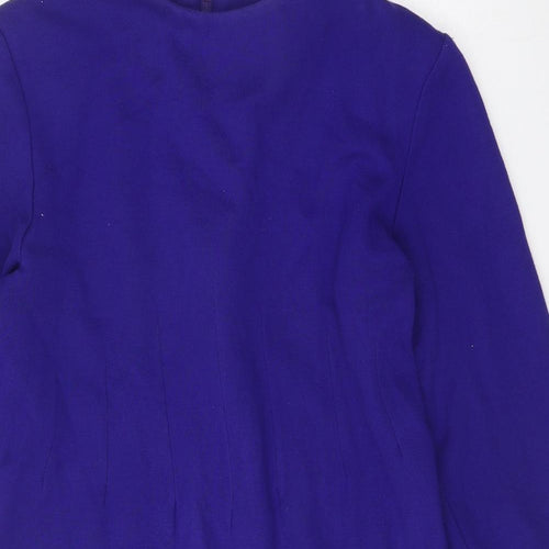 Positive Attitude Womens Blue Acrylic Shift One Size Round Neck Zip