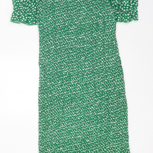Preworn Womens Green Floral Polyester A-Line One Size Off the Shoulder Pullover - Shirred