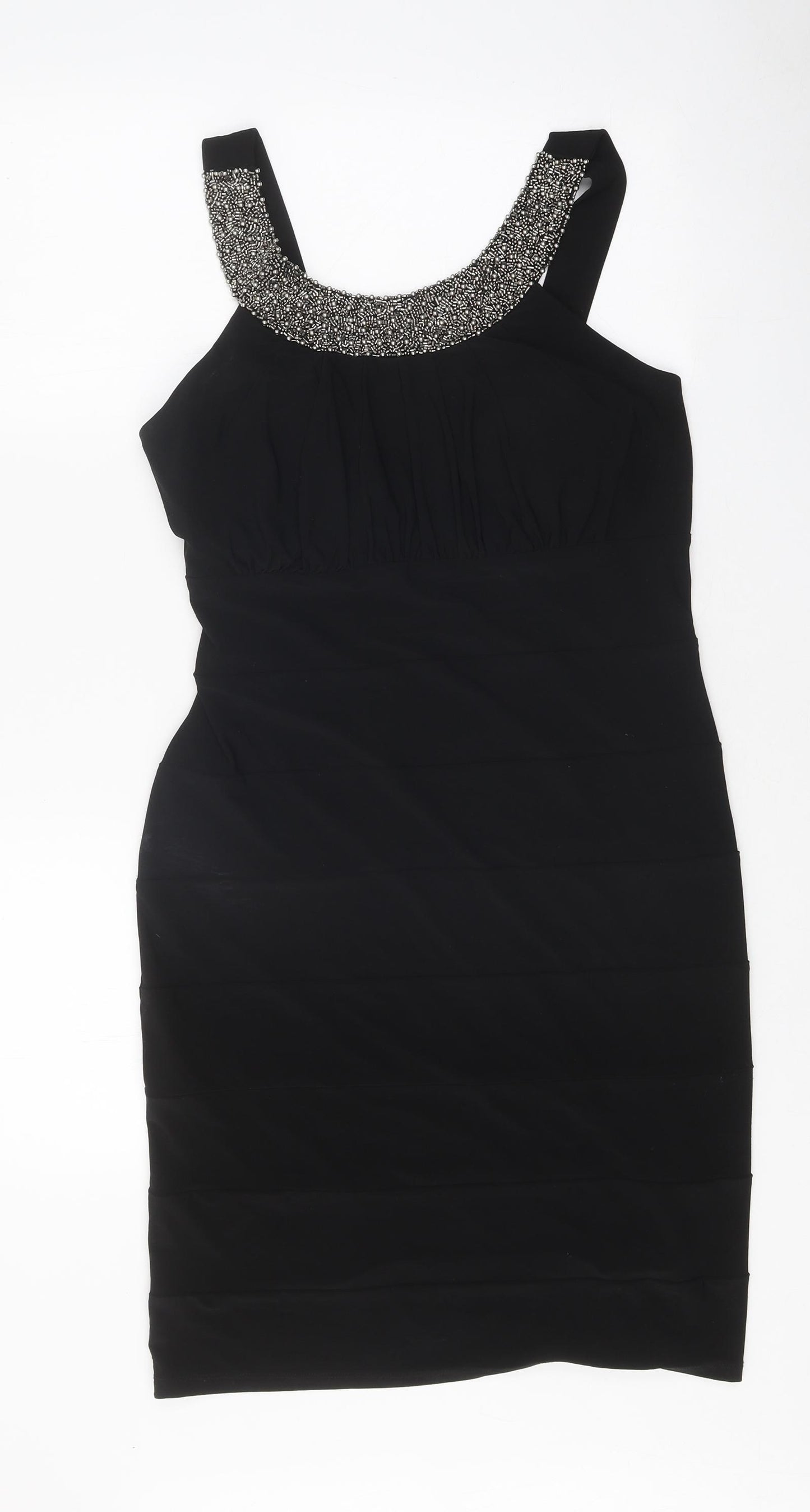 Scarlett Nite Womens Black Polyester Bodycon Size 12 Scoop Neck Pullover