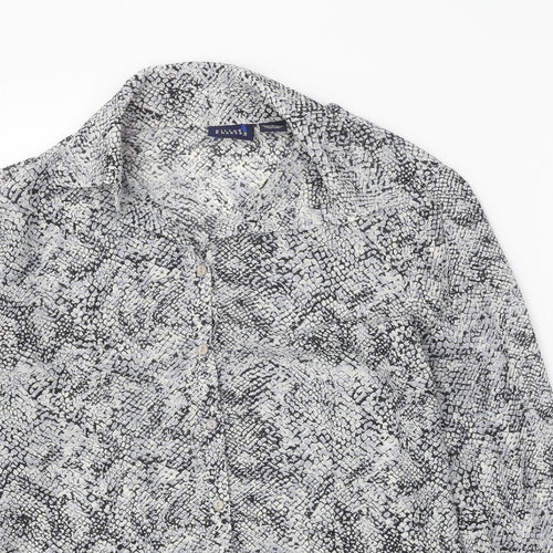 Hillard & Hanson Womens Multicoloured Animal Print Polyester Basic Button-Up Size M Collared - Snake Print