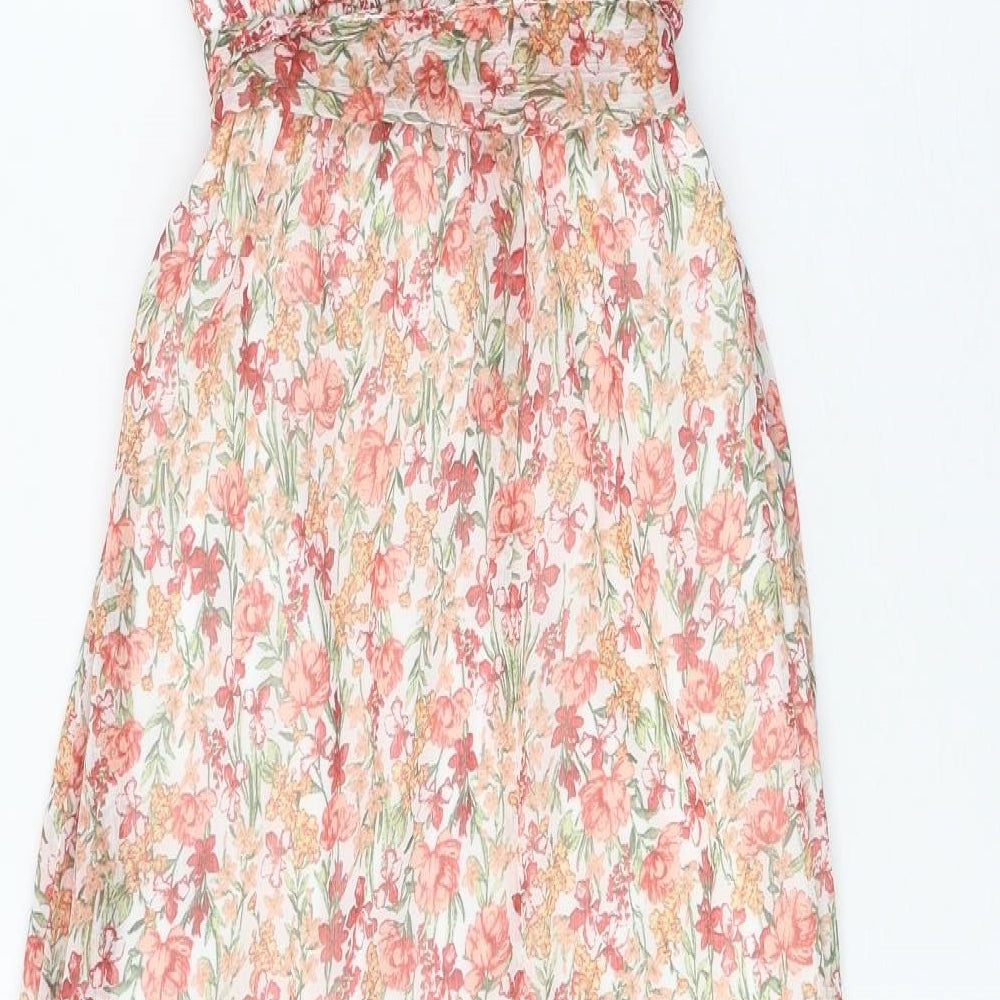 F&F Womens Multicoloured Floral Polyester Fit & Flare Size 12 Off the Shoulder Pullover