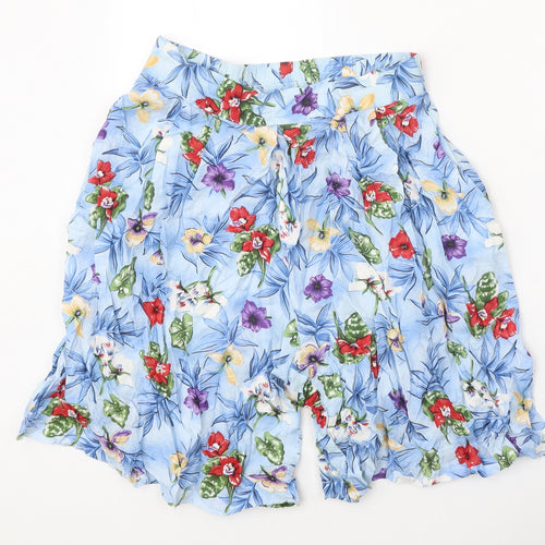 Luden Womens Blue Floral Polycotton Bermuda Shorts Size M Regular Pull On