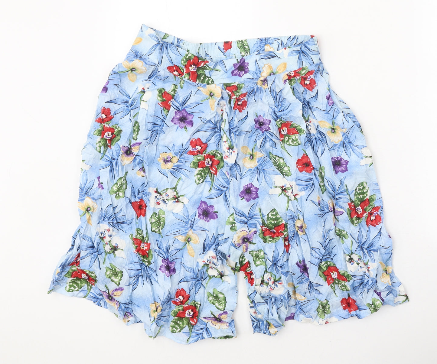 Luden Womens Blue Floral Polycotton Bermuda Shorts Size M Regular Pull On