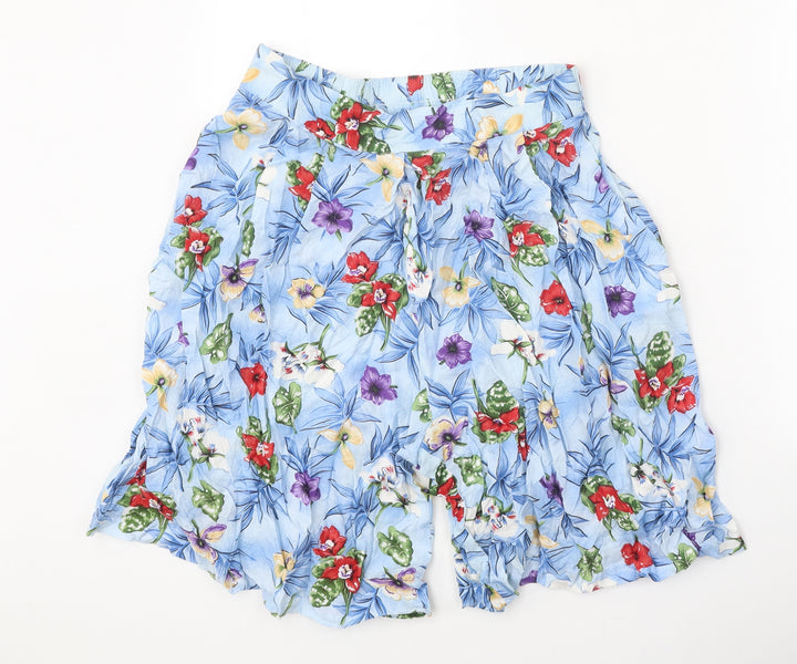 Luden Womens Blue Floral Polycotton Bermuda Shorts Size M Regular Pull On