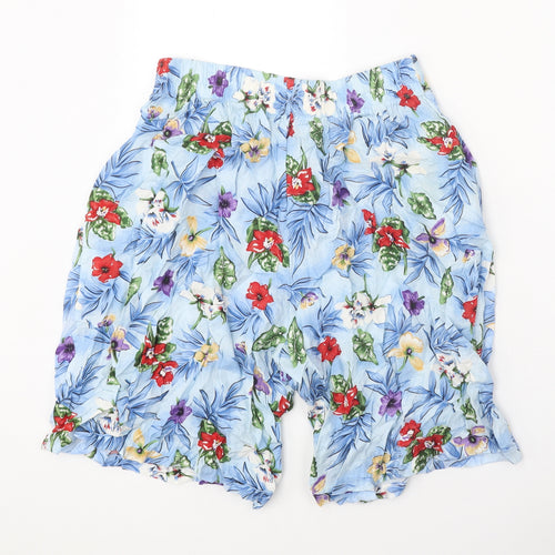 Luden Womens Blue Floral Polycotton Bermuda Shorts Size M Regular Pull On
