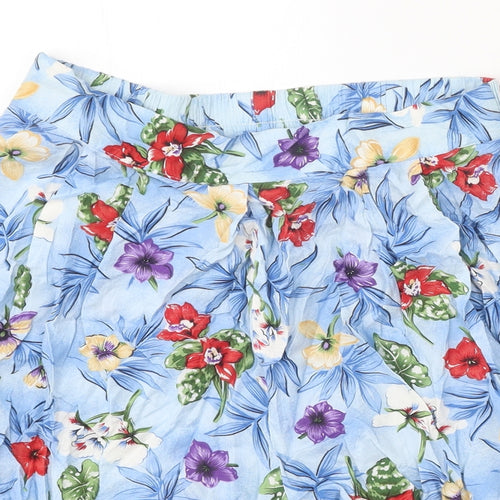 Luden Womens Blue Floral Polycotton Bermuda Shorts Size M Regular Pull On