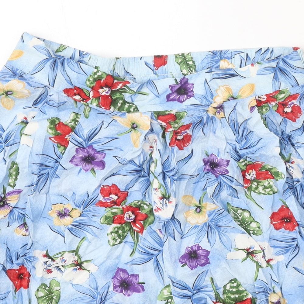 Luden Womens Blue Floral Polycotton Bermuda Shorts Size M Regular Pull On
