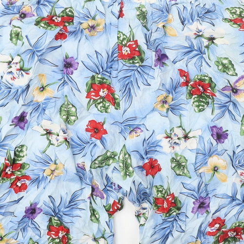 Luden Womens Blue Floral Polycotton Bermuda Shorts Size M Regular Pull On