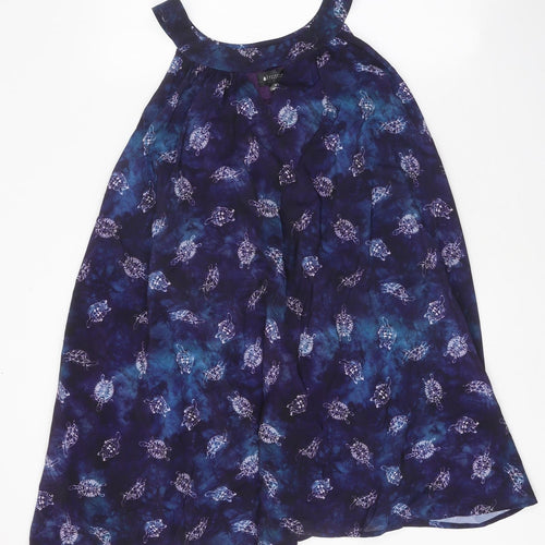 Bright & Beautiful Womens Blue Geometric Polyester Trapeze & Swing Size 10 Scoop Neck Pullover